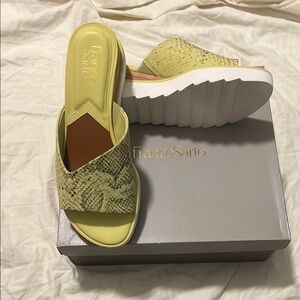 Franco Sarto Yellow Mules with Textured Design